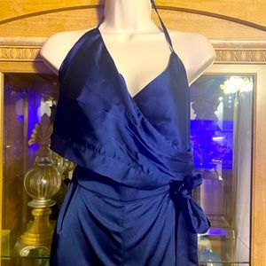 Navy Satin Two Piece Pant Set